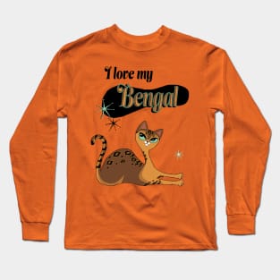 I Love My Bengal Cat Orange Pink Long Sleeve T-Shirt